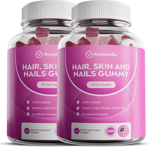 Miniatura 9 de Rosabella Gomitas para el crecimiento del cabello para mujeres y hombres – Gomitas veganas para el cabello con 5000 mcg de biotina – Vitaminas