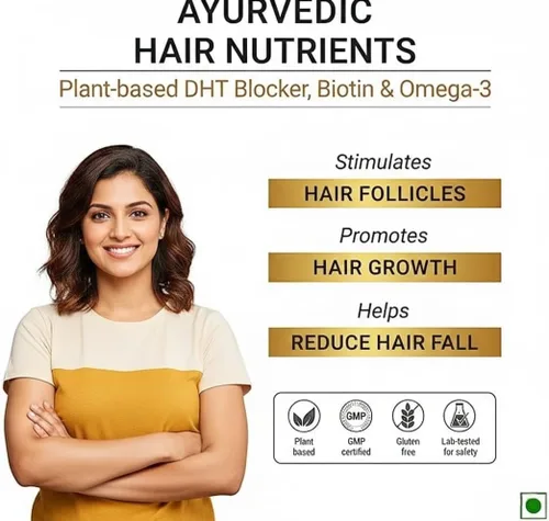 Miniatura 3 de Generic DHT Blocker - Vitaminas ayurvédicas para el cabello, sin gluten a base de plantas, biotina, omega-3 y semillas de lino, controla la caída