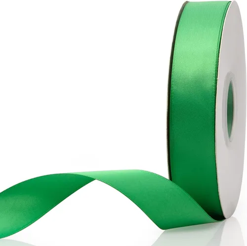 Miniatura 98 de Cinta de satén de doble cara verde manzana de 1-1/2 x 50 yardas, rollos de cinta de tela de alta densidad de color sólido, ideal para envolver