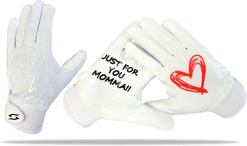 Miniatura 10 de Solo para ti Guantes de receptor de fútbol Momma - Guantes de fútbol Battle College Lineman negro blanco para adultos y jóvenes, hombres