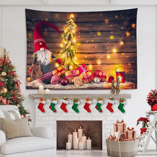 Miniatura 4 de OTOSTAR Tapiz de gnomo navideño para colgar en la pared, regalo de árbol de Navidad, manta para colgar en la pared, arte de pared al aire libre
