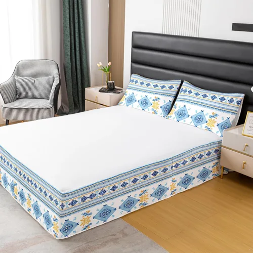 Miniatura 2 de Falda de cama con estampado azteca, tamaño individual, falda de cama de retazos geométricos abstractos para niños, niñas, adultos, decoración
