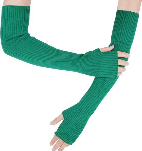 Miniatura 52 de Guantes cálidos de cachemira de brazo largo para mujer, guantes de invierno acogedores sin dedos, calentadores de brazos suaves, gran regalo