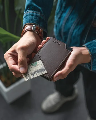 Miniatura 5 de VULKIT Cartera para tarjetas desplegable con bloqueo RFID, funda delgada de aluminio con bolsillo para dinero de negocios para tarjetas de crédito