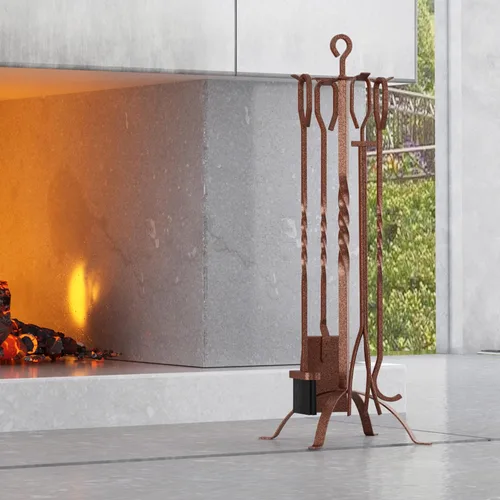 Miniatura 3 de Fire Beauty Juego de 5 herramientas para chimenea, accesorios de chimenea, soporte de herramientas con asas, herramientas para decoración