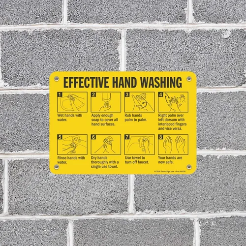 Miniatura 3 de Cartel de "lavado eficaz de manos" de SmartSign Plástico de 7 x 10 pulgadas