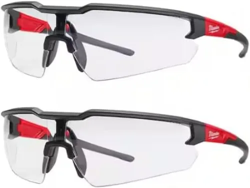 Gafas de seguridad antiempañamiento Milwaukee con lente transparente, montura negra/roja 2 piezas - Estuche de 2