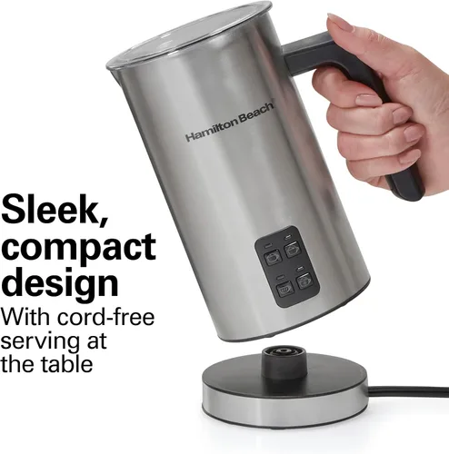 Miniatura 3 de Hamilton Beach Espumador de leche eléctrico y calentador, espuma caliente o fría automática, 5-10 onzas., café con leche, café con leche, capuchino