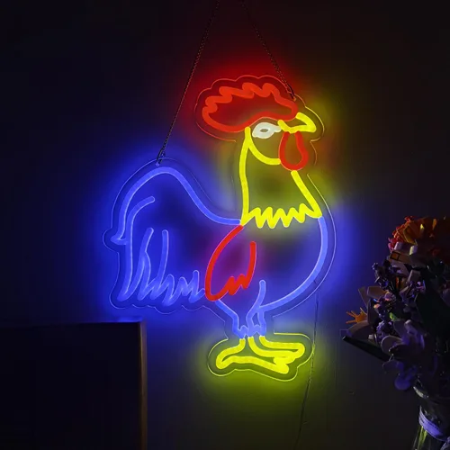 Miniatura 2 de Letrero de neón novedoso de gallo, luces de arte de pared para negocios, bar de cerveza, club, dormitorio, ventanas de vidrio, hotel, pub, café, Cock