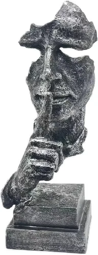 Miniatura 2 de SMRTHMRT Esculturas abstractas de pensadores, estatua creativa de The Thinker, Keep Silence/Silence is Gold Charaters, decoración de oficina en casa