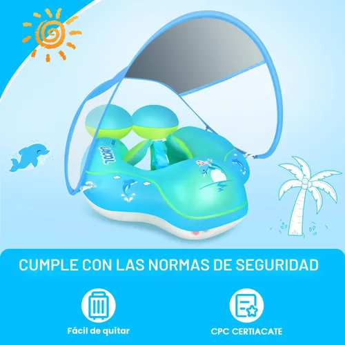 Miniatura 3 de LAYCOL - Flotador de natación para bebé con toldo solar FPU 50+ para piscina, no se voltea, para bebés de 3 a 36 meses Azul