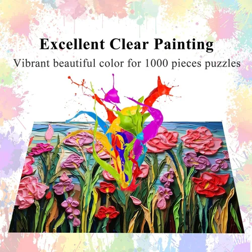 Miniatura 4 de Rompecabezas para adultos, 1000 piezas, pintura en 3D, flores con póster entrelazado perfectamente letra en la parte posterior, sin polvo, juguete