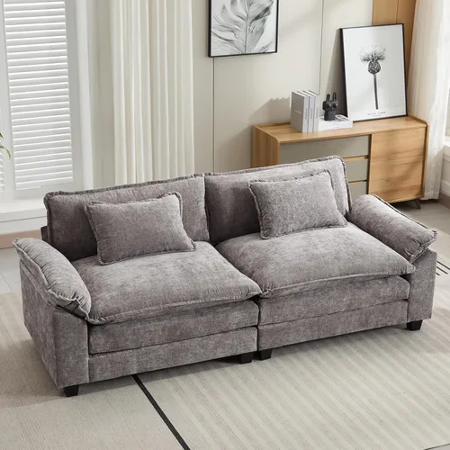 Miniatura 13 de Oprisen Sofá Seccional Modular, Cómodo Cloud Couch Sofá Seccional, Sofá Cama de Chenilla con Asiento Profundo con Almohadas Decorativas para Sala