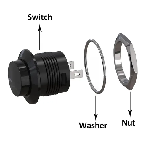 Miniatura 4 de Clyxgs SPST Mini interruptor de botón AC250V/3A AC125V/6A sin bloqueo Interruptor de botón momentáneo tapa negra, paquete de 20