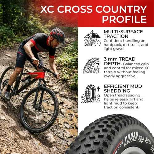 Miniatura 3 de Fincci Foldable 26x2.10 Mountain Bike Tires - 26 Inch Bike Tires with 1mm Nylon Puncture Proof - Black Kevlar 26 Bike Tyre 60 TPI with Cross Country