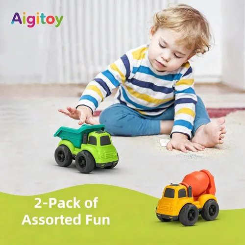Miniatura 3 de Aigitoy Juguetes de automóvil para niños de 1 a 3 años, sin BPA, sin ftalatos, PVC, camión volquete, cemento mezclador, regalos de Pascua y Navidad