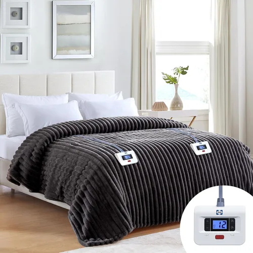 Miniatura 14 de Sealy - Manta eléctrica con calefacción tamaño 50"*60 pulgadas, súper acogedora de pelo sintético a Sherpa reversible con 6 niveles de calefacción