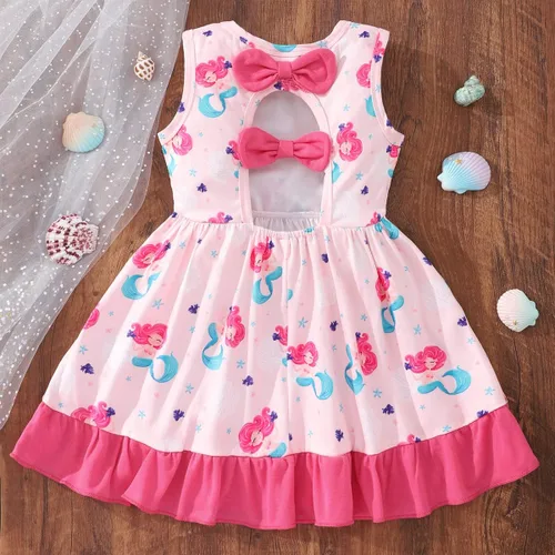 Miniatura 3 de Popshion Vestidos sin mangas para niñas pequeñas, vestido con lazo en la espalda, ropa de verano para niña, vestido de fiesta de cumpleaños
