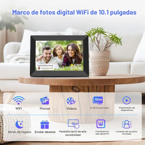 Miniatura 8 de Marco de Fotos Digital Uhale Almacenamiento de 32GB 10.1 Pulgadas WiFi Marcos de Fotos Electrónicos Ranura para Tarjeta SD Pantalla Táctil IPS