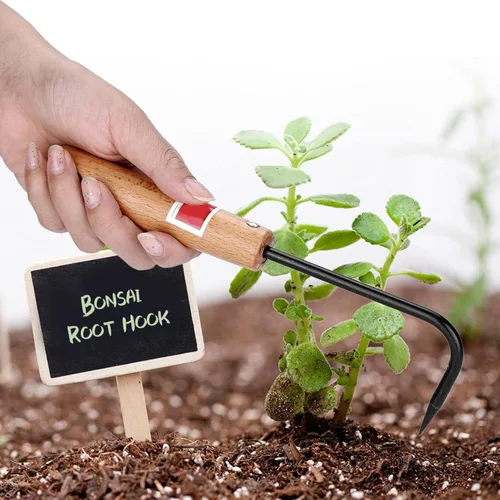Miniatura 9 de Escardadora, herramienta de deshierbe de jardín de metal con mango de madera, mini extractor de malezas cultivador para excavar bordes plantación
