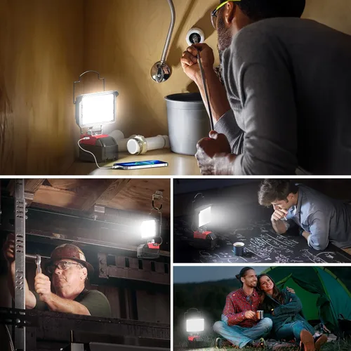 Miniatura 8 de Ecarke Luz de trabajo LED compatible con batería Milwaukee18V, luces de trabajo inalámbricas de 128 W, 12800 lm de luz de batería de linterna