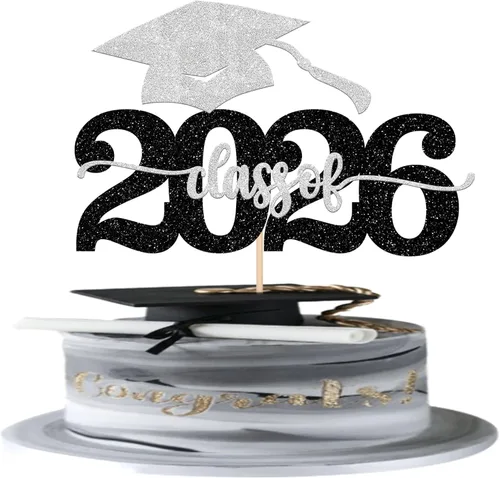 Miniatura 6 de 1 pieza de decoración de pastel de graduación de niña de tacón alto con tapa de graduación con purpurina 2024, selección de pastel de graduación Oro