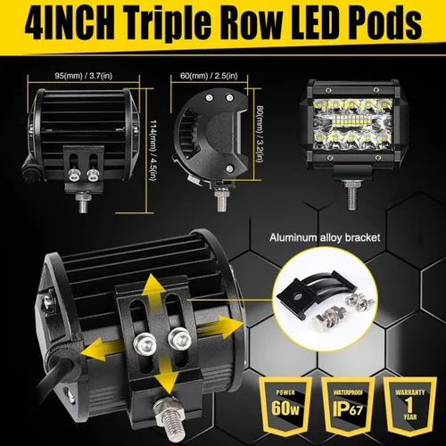 Miniatura 2 de Vainas LED: 20 unidades de 60 W, luces de punto LED de 12000 lm, luz cúbica de triple fila, luces de inundación para conducción todoterreno