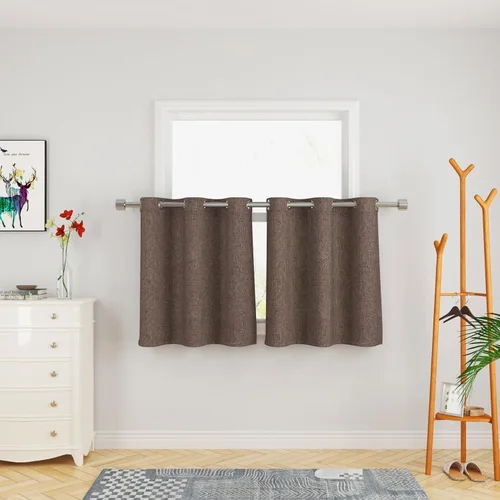 Miniatura 56 de UPOPO Cortinas de niveles de cocina negras de privacidad de lino texturizado de 24 pulgadas de largo, cortinas de café sobre el fregadero, cortinas