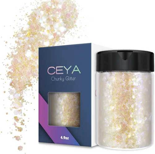 Miniatura 15 de Ceya Polvo de purpurina blanca ultra fina de 3.5 onzas/3.53 oz de ópalo mágico iridiscente para manualidades de 1/128 pulgadas, 0.008 pulgadas