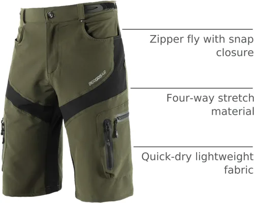 Miniatura 20 de BERGRISAR Pantalones cortos de ciclismo para hombre, corte holgado, con 6 bolsillos