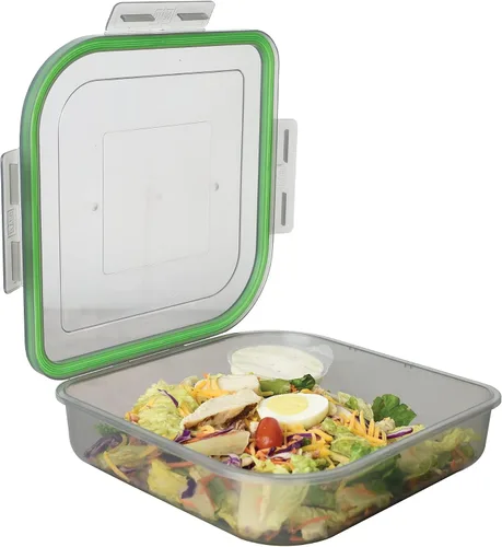 Miniatura 13 de MyGo Container - Contenedor pequeño de 3 compartimentos para llevar, 8" x 8" x 2-1/2", reutilizable, apto para microondas, certificado NSF