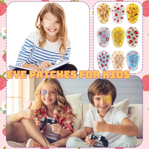 Miniatura 5 de Toulite 90 parches adhesivos para ojos para niños y niñas, sin látex, desechables, lindos vendajes adhesivos para ambliopía, bloqueo de luz, ojo