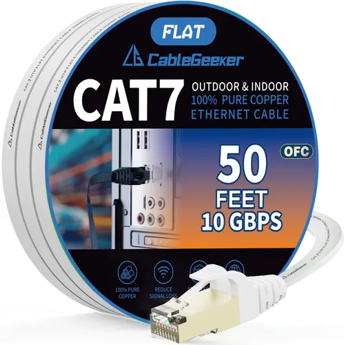 Miniatura 16 de Cable blindado Cat 7 para conexión de Ethernet (cable de la más alta velocidad), plano, tiene un conector RJ45 a prueba de enganche, para módem