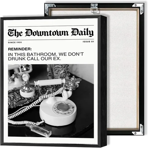 Miniatura 10 de Arte de pared retro de feminismo en blanco y negro, arte de pared de periódico con texto en inglés "Be Your Own Daddy", carteles de lienzo