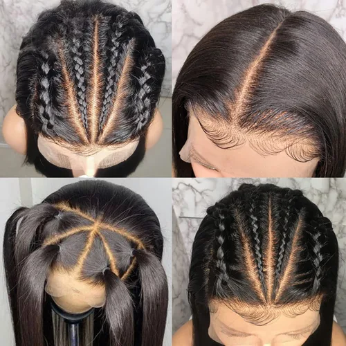 Miniatura 6 de Pelucas de cabello humano lacio de 20 pulgadas con encaje frontal de 13 x 6 pulgadas para mujeres negras, predepiladas con línea capilar natural