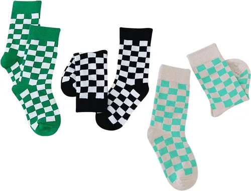 Miniatura 2 de Calcetines tobilleros de algodón a cuadros para niñas y niños pequeños unisex