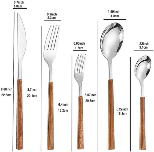 Miniatura 2 de Juego de cubiertos de acero inoxidable de 20 piezas, tenedores, cucharas, servicio para 4, juego de vajilla para comer en casa, incluye tenedor