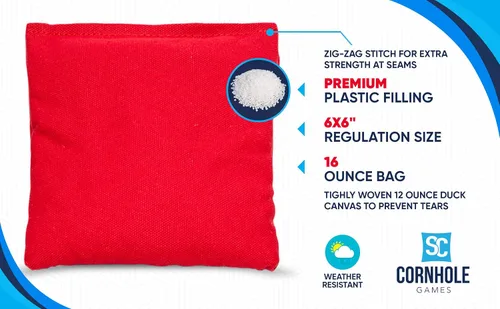 Miniatura 2 de Bolsas de cornhole resistentes al clima (juego de 8) - Tamaño/peso profesional de regulación (16 oz) - Uso en tableros de cornhole profesionales