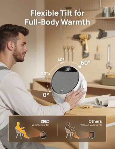 Miniatura 5 de Dreo Calentador de espacio de 1500 W, inclinación ajustable de 60°, calentadores eléctricos portátiles de 10.5 pies/s para uso en interiores