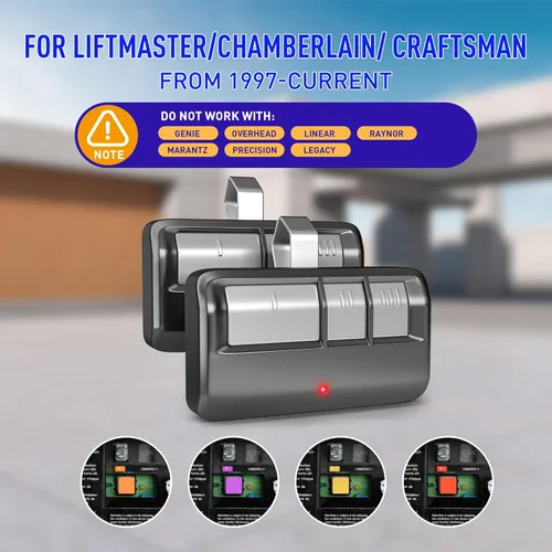 Miniatura 2 de Control remoto universal para puerta de garaje con clip para visera, para abridores LiftMaster/Chamberlain/Craftsman, adecuado para botones