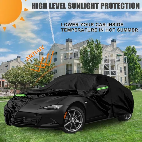Miniatura 4 de Funda impermeable para automóvil compatible con Mazda MX-5 Miata 1989-1997, 210T para todo tipo de clima, con interior de algodón y puerta
