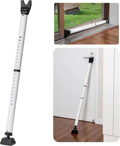 Miniatura 4 de Barra de Seguridad para Puerta 2 en 1 y Tope de Puerta Corrediza de Patio - 2 piezas Barra Bloqueadora de Seguridad de Hierro Ajustable a Prueba