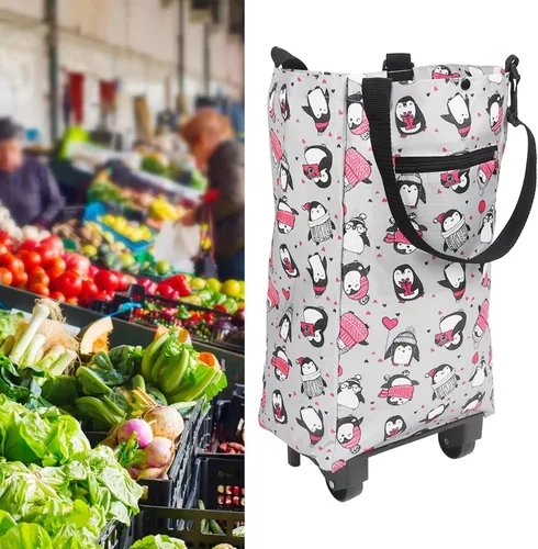 Miniatura 7 de Carrito de compras plegable con ruedas,Carro doméstico Carros de comestibles que reducen la carga,Carritos de compras de moda y prácticos