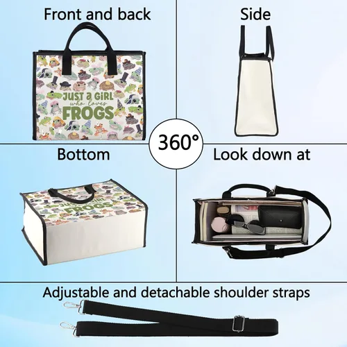 Miniatura 4 de LEVLO Bolsa de maquillaje cosmética de rana divertida, regalo para amantes de los animales, solo una chica que ama a las ranas, bolsa de maquillaje