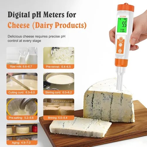 Miniatura 4 de Medidor de pH inteligente para alimentos - Probador digital de pH con todos los accesorios Medidor de pH YINMIK Lab Termómetro de pH