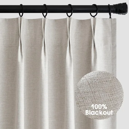 Miniatura 2 de MIULEE Cortinas Plisadas Opacas de 84 Pulgadas de Largo, Cortinas Plisadas de Lino para Dormitorio con Ganchos Aislamiento Térmico Reducción