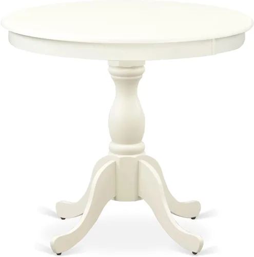 Miniatura 3 de East West Furniture AMVA3-LWH-W - Juego de mesa de cocina de 3 piezas para espacios pequeños contiene una mesa de comedor redonda con pedestal y 2