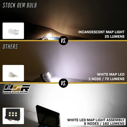 Miniatura 3 de USR UNIQUE STYLE RACING Panel completo de luz LED interior de cúpula central (30 LEDs) + 2 luces delanteras de mapa