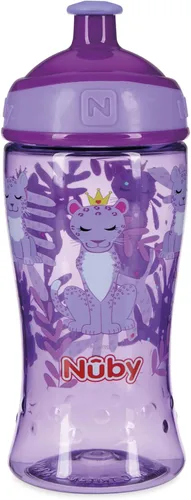 Miniatura 7 de Nuby Printed Kids Pop-Up Sipper Botella de agua con boquilla de flujo libre – 12 oz – Botella resistente a derrames – Apto para lavavajillas – Más