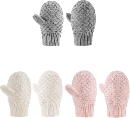 Miniatura 32 de Guantes de punto para bebés, niños y niñas, guantes de invierno para recién nacidos, guantes de 0 a 3 años